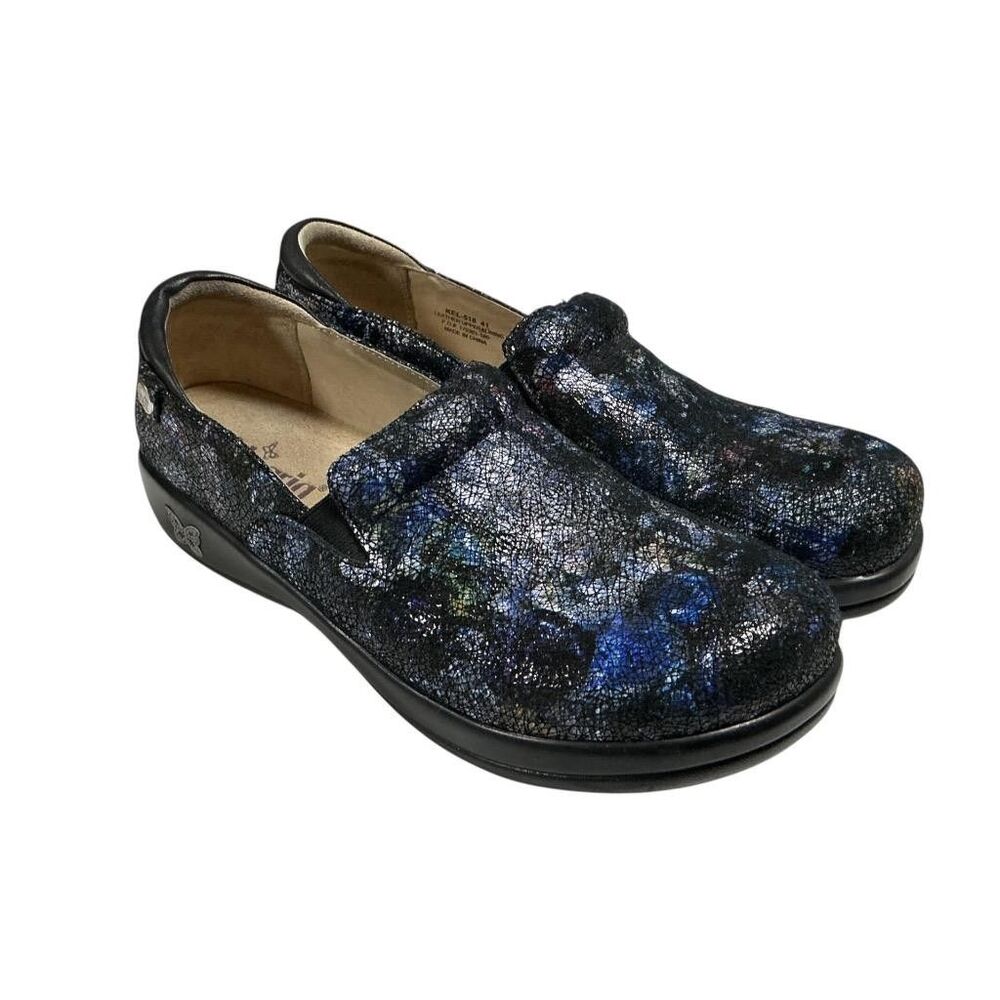 Alegria Keli Shoes Women 10 M 41 Blue Leather Slip On Nursing Comfort Clogs
